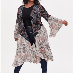 🆕️ 2X BOHO MIXED FLORAL HI-LO GAUZE KIMONO